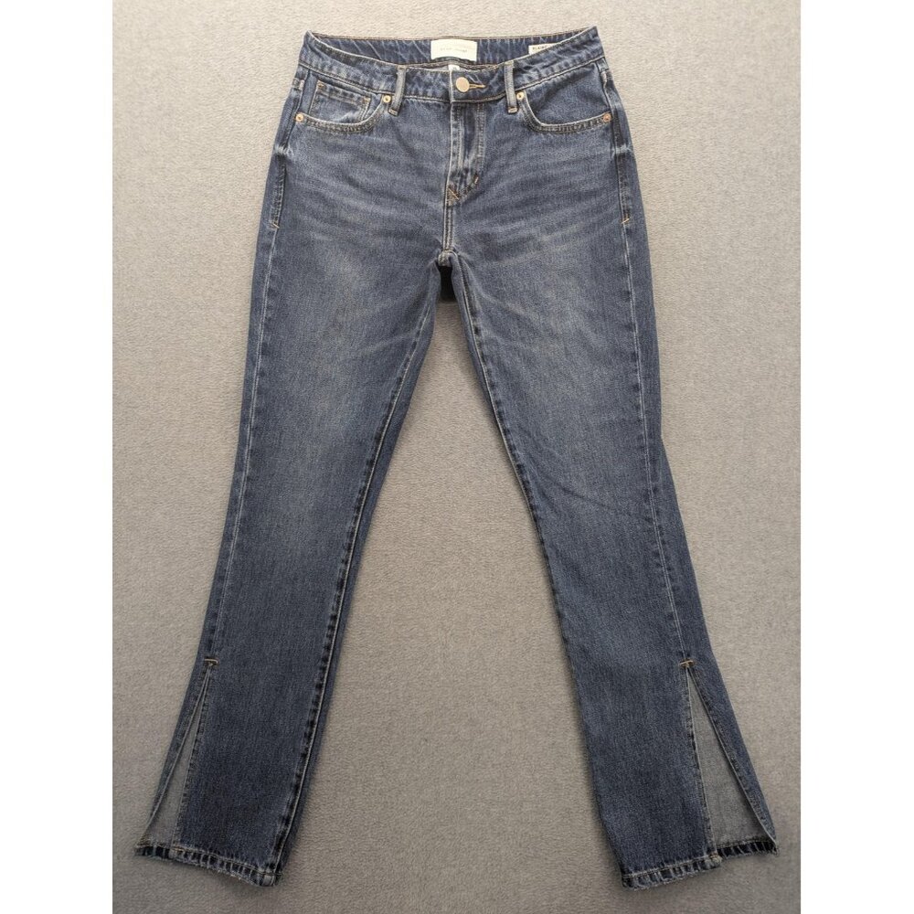 Dear John Jeans Womens 26 Blue Blaire Straight Side Slit Hem Cotton Zip Fly